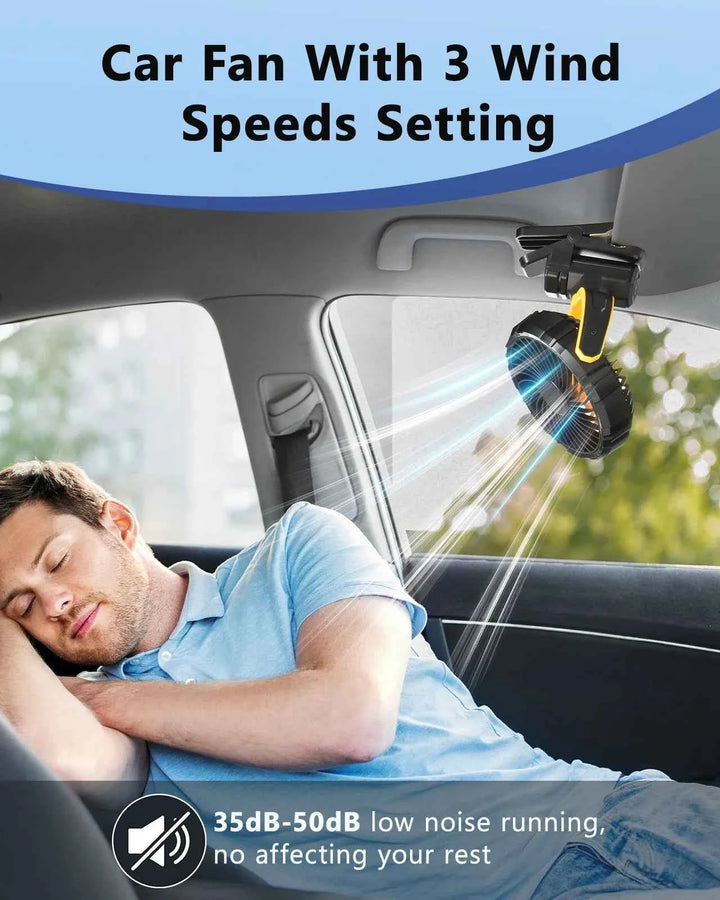 Eary Portable Car Clip on Fan 2000mAh Battery Powerful 3 Speed Quiet 900°Rotate USB Rechargeable Mini Cooler Fan Car Electronic