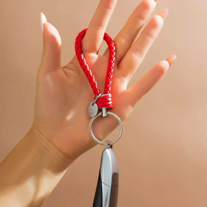 Braided Leather Car Keychain | Stylish Woven Rope Keyring - Carmodza.com