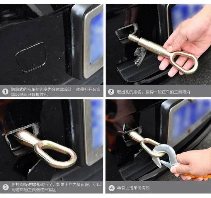 Heavy Duty 5 Ton Tow Strap | 4M Car Recovery Rope with Hooks - Carmodza.com