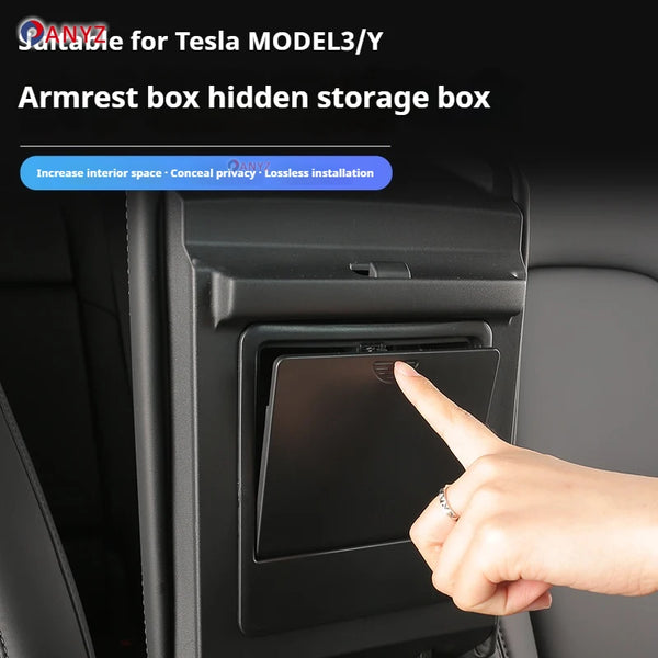 Tesla Armrest Hidden Storage Box for Model 3/Y (2021-2023) - Carmodza.com