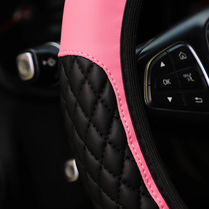 Leather Car Cover Set - 3pc Quilted Crown & Diamond Accent - Carmodza.com