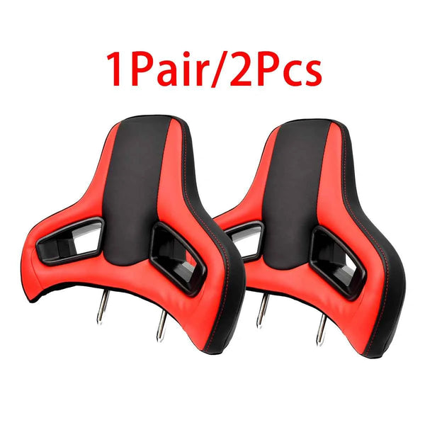 Racing Style Car Headrest Pillows (Pair) - Red & Black Universal Fit - Carmodza.com