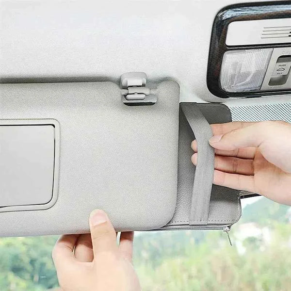 Car Sun Visor Organizer Multi-Pocket Organizer – PU Leather Storage - Carmodza.com