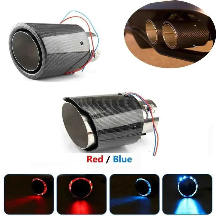 Universal Car Exhaust Muffler Pipe LED Red/Blue Light Tail Tip - Carmodza.com