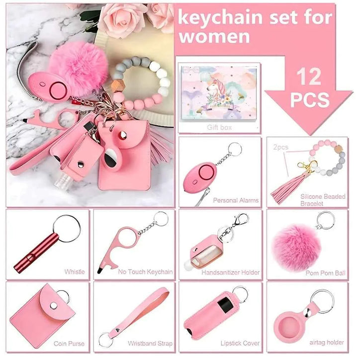 Women's Car Safety Keychain Set | 12-Piece Personal Alarm Kit - Carmodza.com