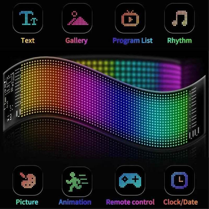 Flexible USB LED Car Display Screen with APP & Remote Control - Carmodza.com