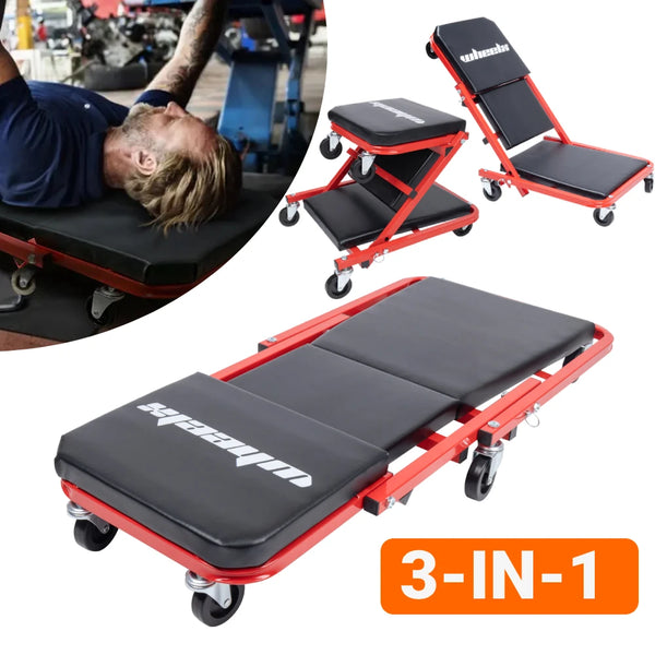 3-in-1 Folding Mechanic Creeper Seat & Stool for Garage - Carmodza.com