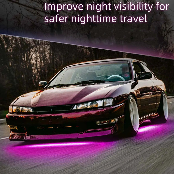 Car Underglow Neon strip Lights RGB 8 Color Music Mode with App/Remote Control for Car Underbody Light Strips for all car